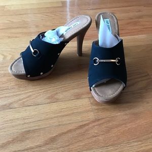 Black and Brown Mule High Heels